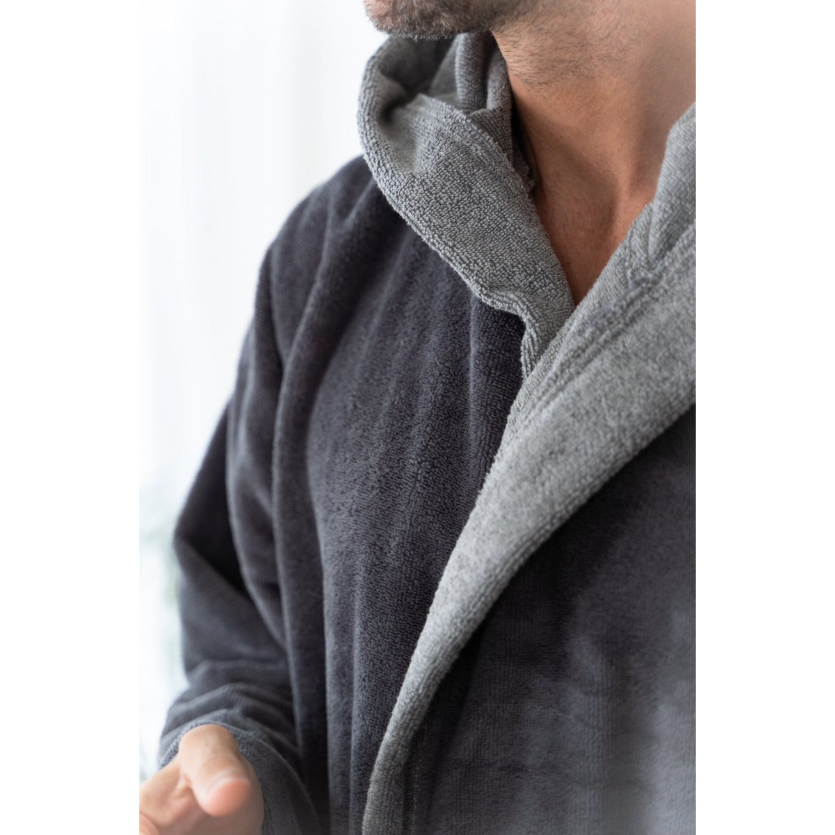 Teddy Duo bathrobe grey - size S