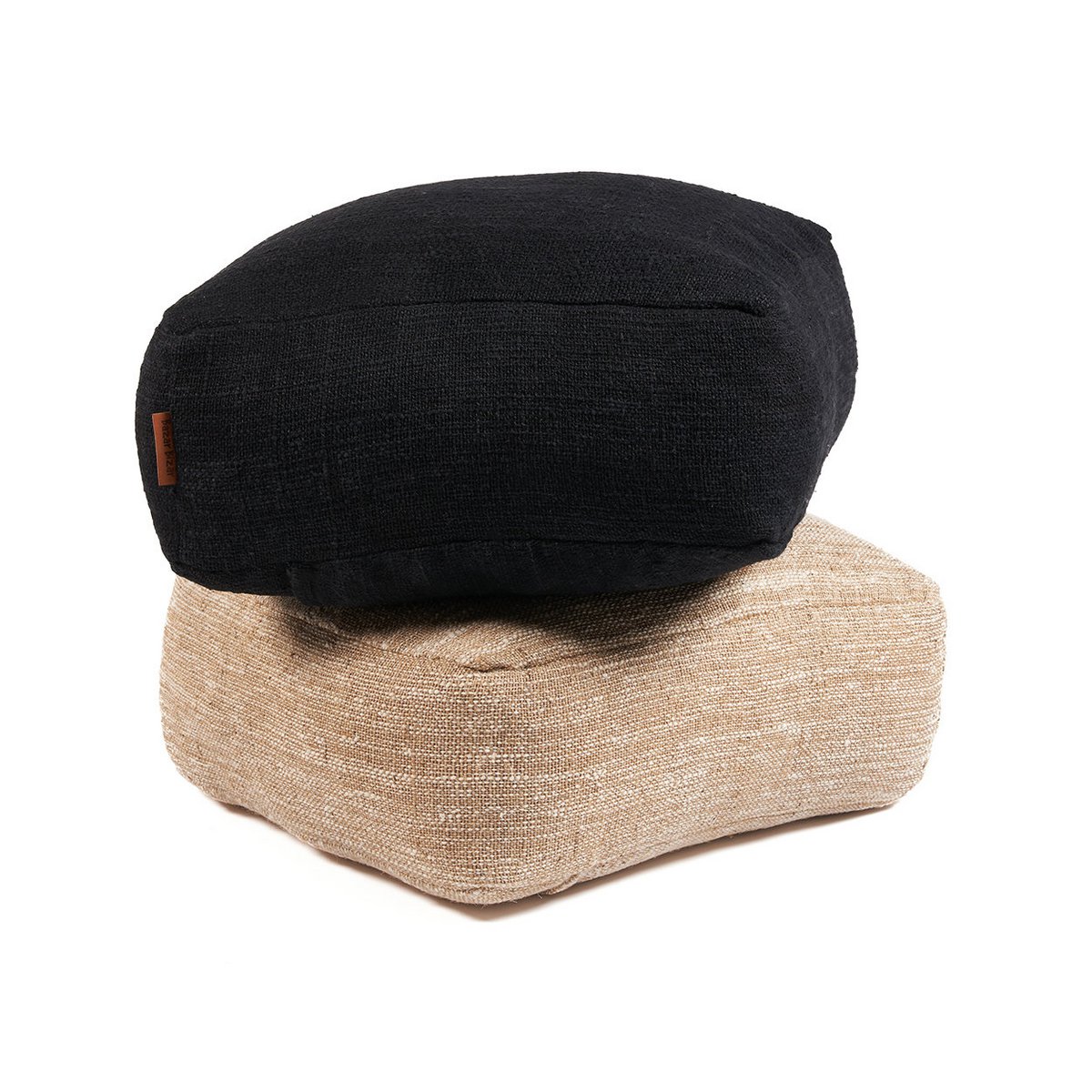 Cotton pouffe, black - 60 × 60 × 25 cm