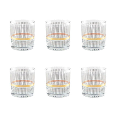 Black and gold whiskey glasses - set of 6