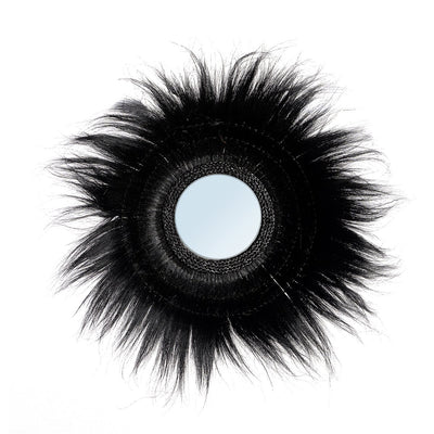 Glass round wall mirror, 90 cm - black sunken forest frame