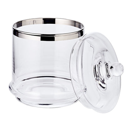 Hand-blown glass jar Lia, 29cm with lid - platinum rim