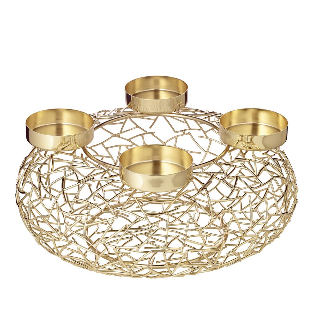 Adventskrans i metal 34 cm, guld finish - Milano