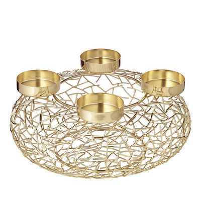 Adventskrans i metal 34 cm, guld finish - Milano