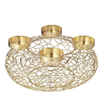 Adventskrans i metal 34 cm, guld finish - Milano