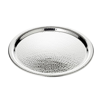 Stainless steel serving tray, hammered 34 cm