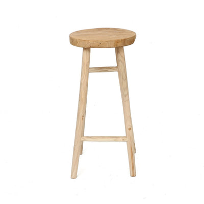 Teak bar stool with four-leg base - 75 cm