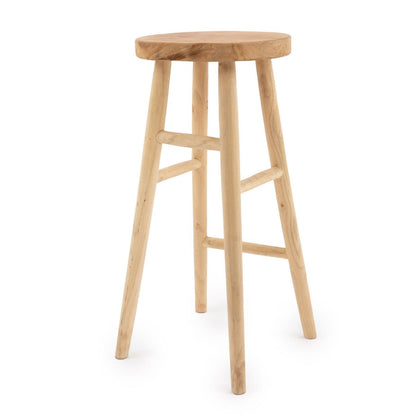 Teak bar stool with four-leg base - 75 cm