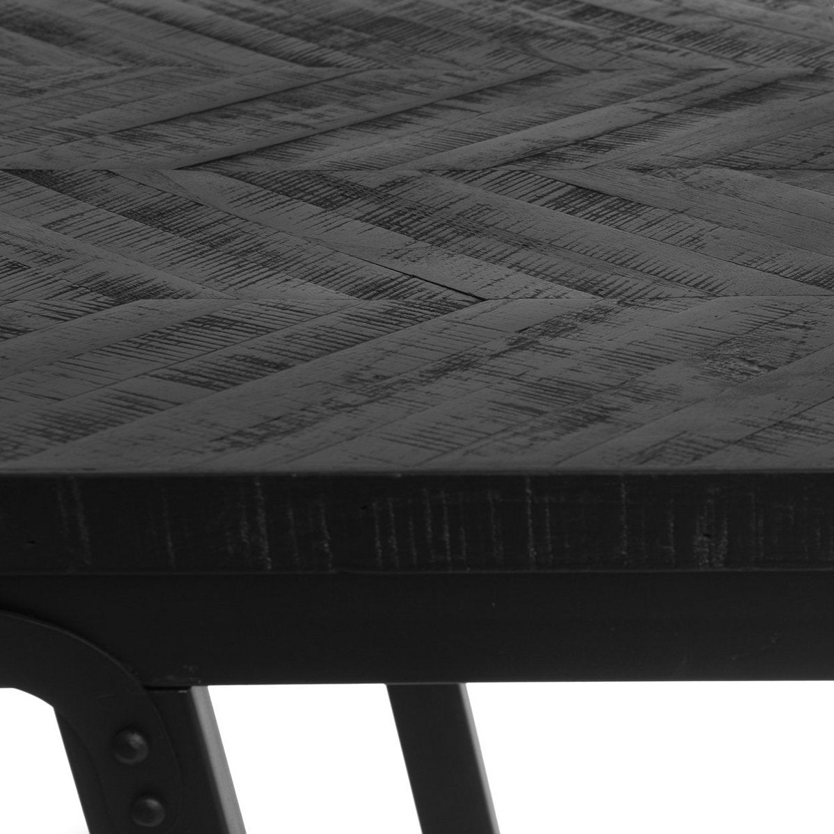 Herringbone high table, black teak - 140 cm