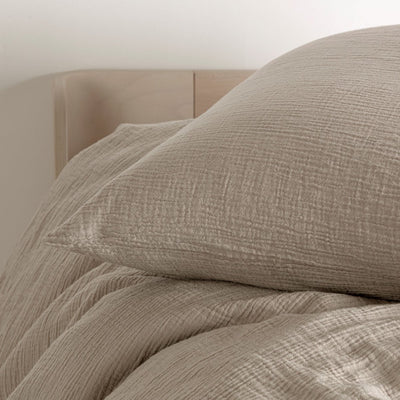 Cotton muslin duvet cover - beige crinkle