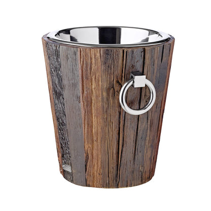 Weinkühler Providence aus Edelstahl, 28 cm – Teak und Silber