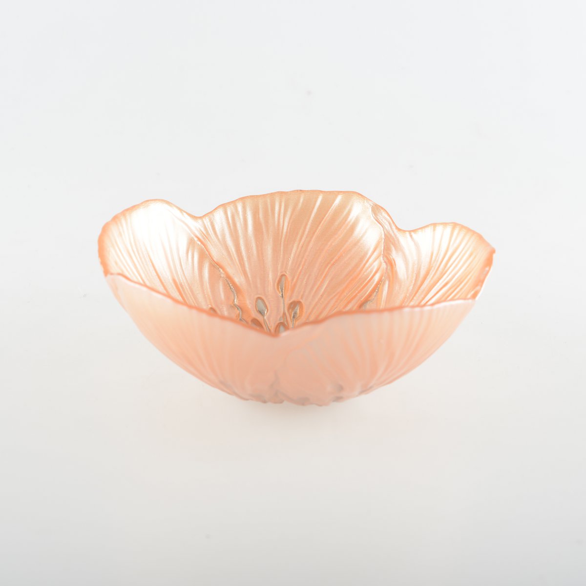 Glasschale, geriffelt – lachsfarben, 16 cm
