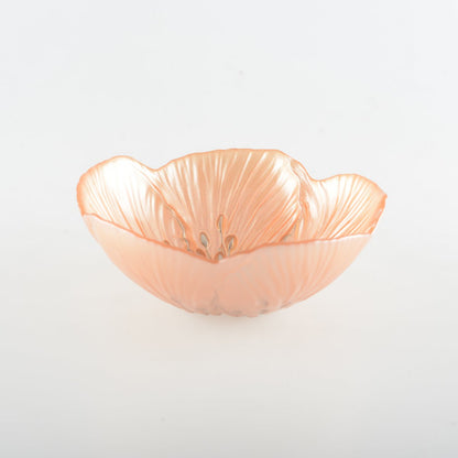 Glasschale, geriffelt – lachsfarben, 16 cm