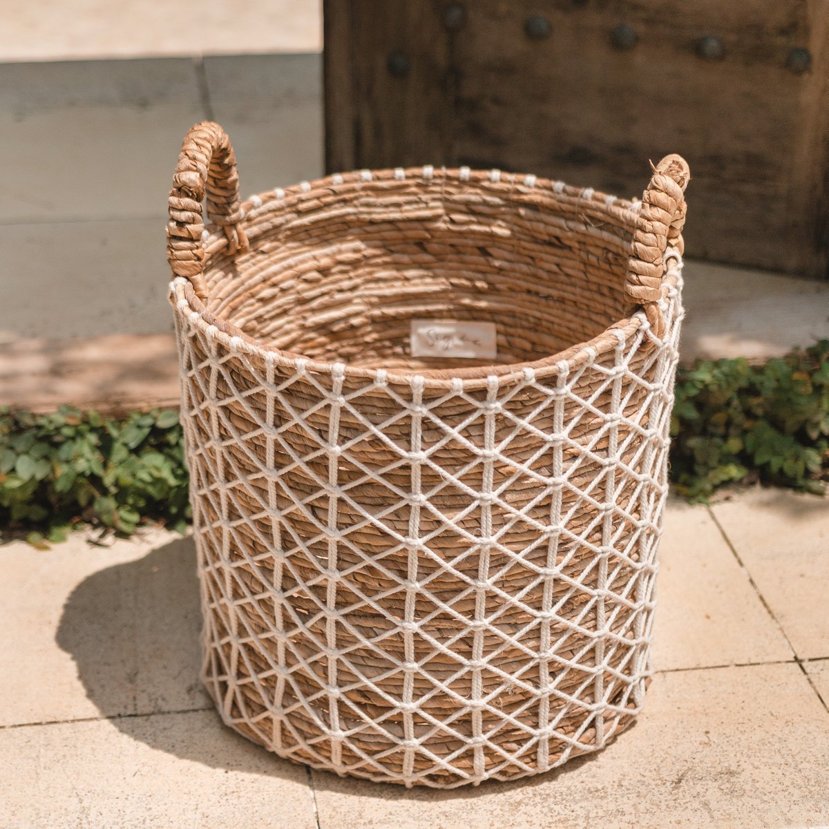 Korb Kerso M aus Baumwolle und Jute – Ø 35 cm, 40 cm hoch