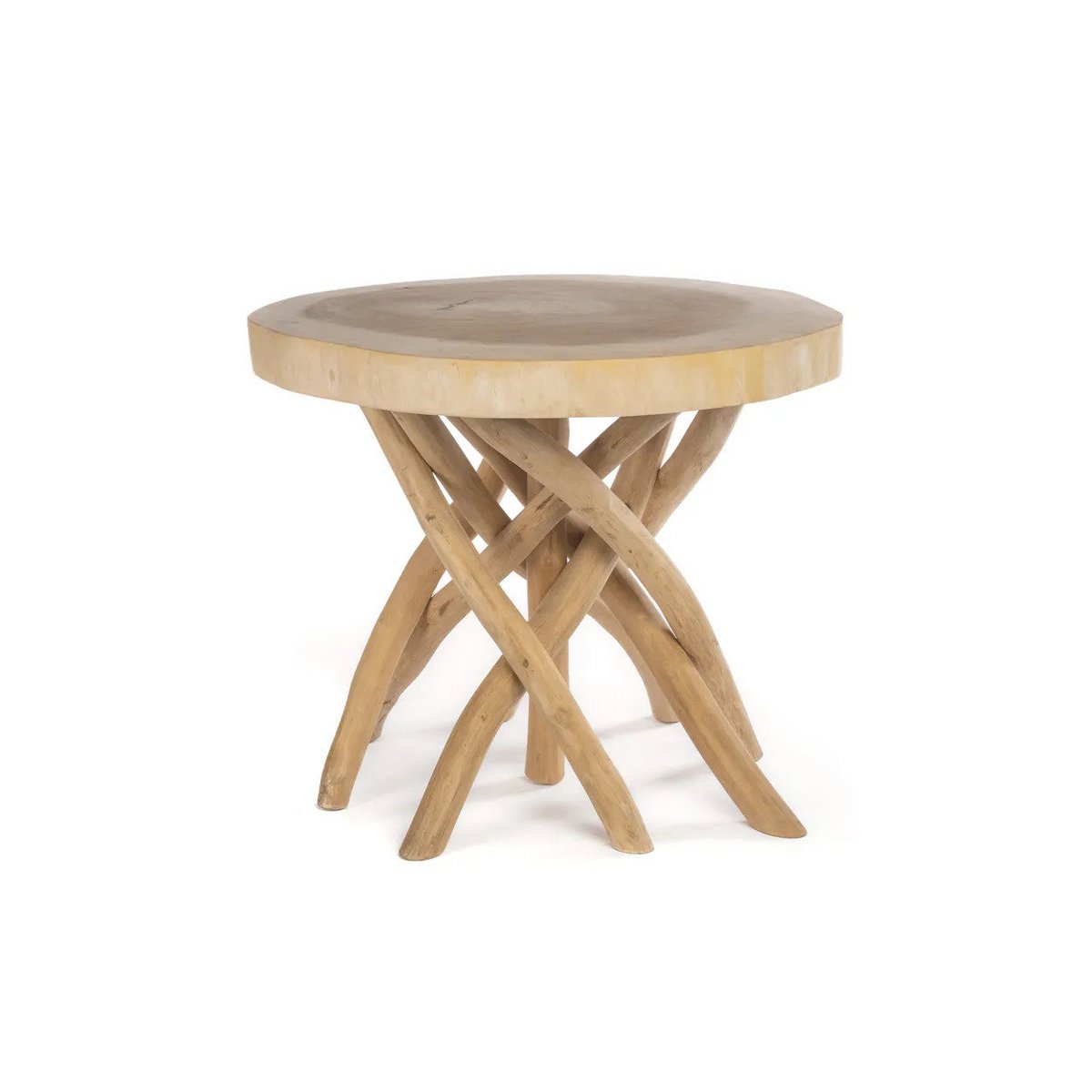 Teak side table, 60 cm - branch base