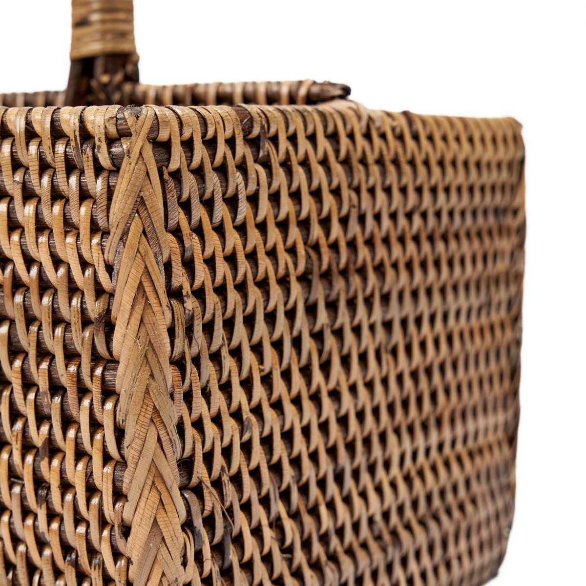 Rattan cutlery caddy, two-part - Natural brown