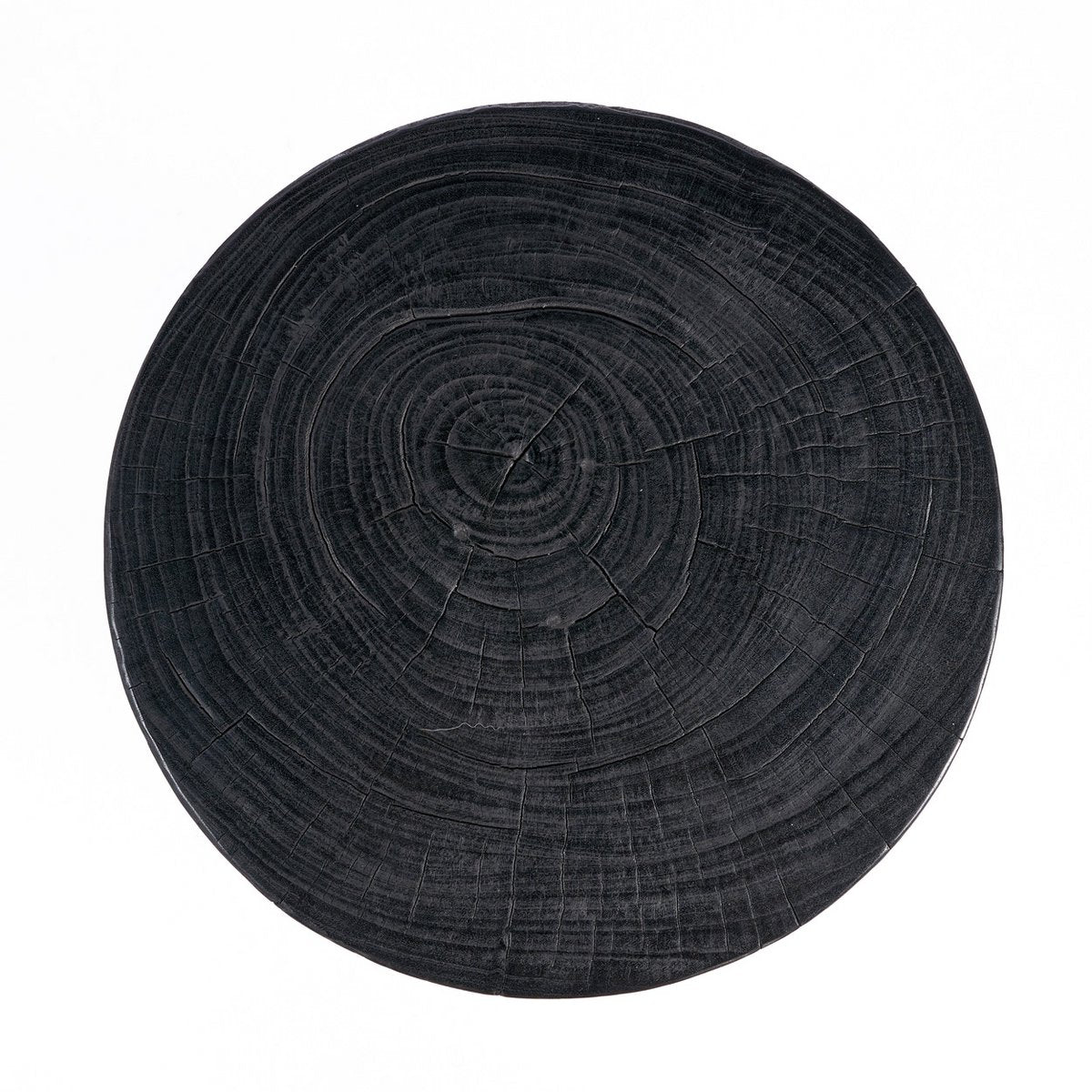 Hocker aus schwarzem Holz, 40 cm - geschnitzte Form