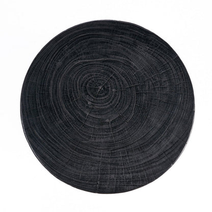 Hocker aus schwarzem Holz, 40 cm - geschnitzte Form