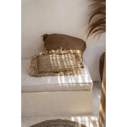Raffiakissenbezug 30×50 cm – handgewebt, Natur-Beige