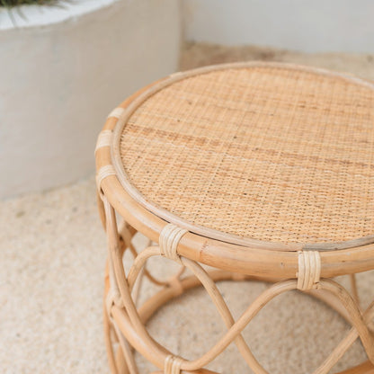 Natural rattan side table Muara beige Ø45 cm - handwoven
