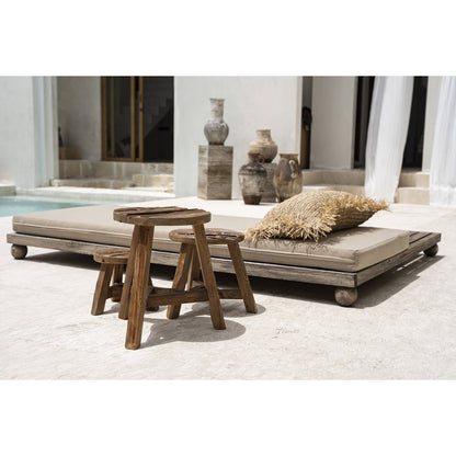 Reclaimed teak stool, tripod - 44cm L