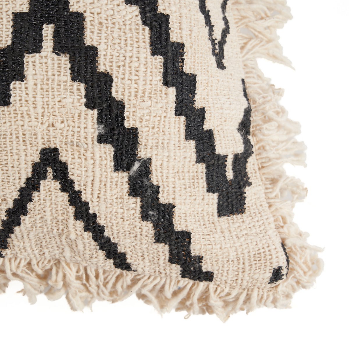 Natural black cotton cushion cover 50×50 cm - diamond pattern