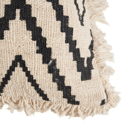 Natural black cotton cushion cover 50×50 cm - diamond pattern