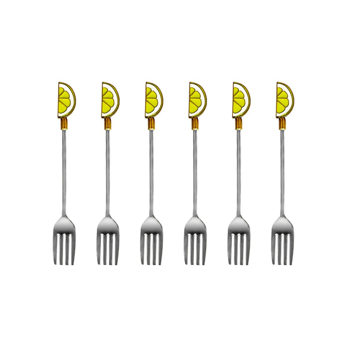Zitronendessertgabeln aus Edelstahl, 6er-Set