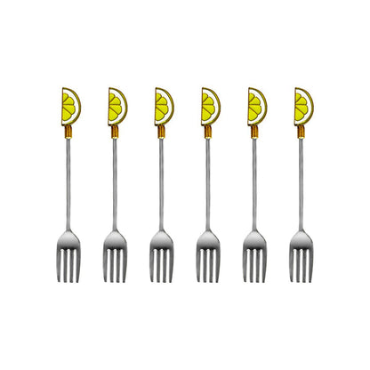 Zitronendessertgabeln aus Edelstahl, 6er-Set