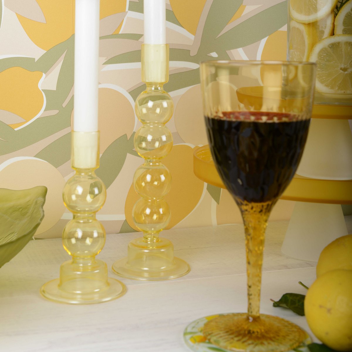 Zitronenuntersetzer aus Glas, 6er-Set — 9 cm