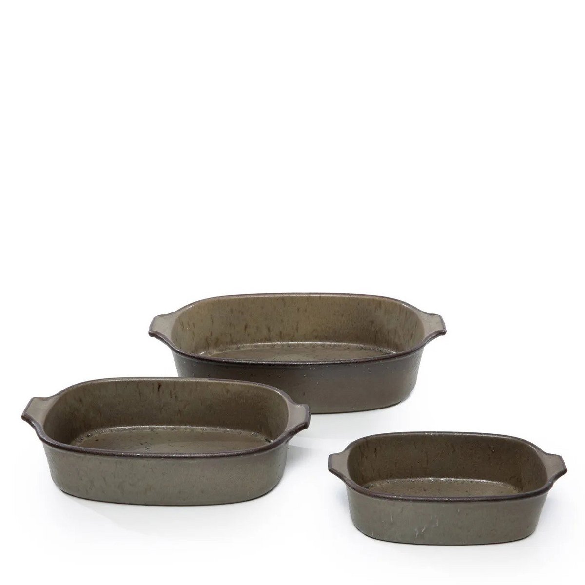 Green stoneware oven tray 22 × 14 cm - oven-safe, Portugal