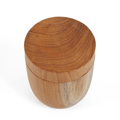 Teak wood jar with lid, natural - small storage
