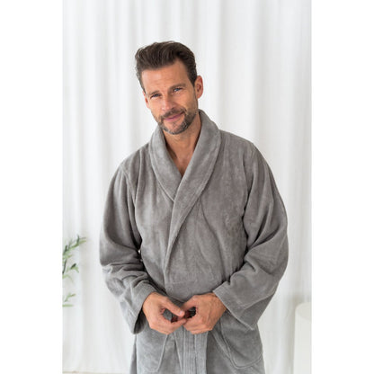 Badekåbe i teddyfleece str. L – skifergrå