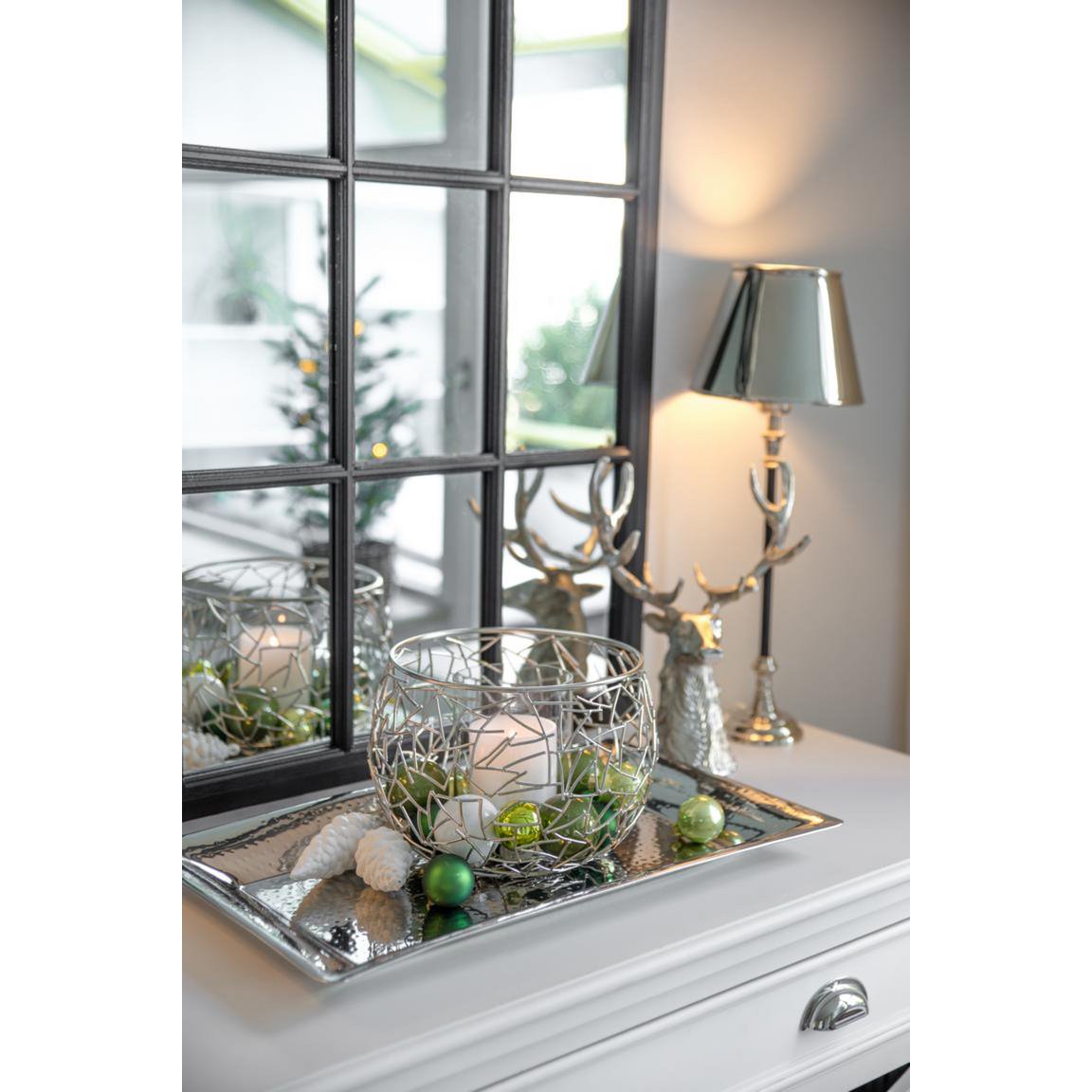 Stainless steel lantern Milano, 27 cm - nickel-plated