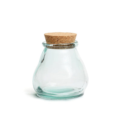 Recycled glass jar, rounded - blue - M