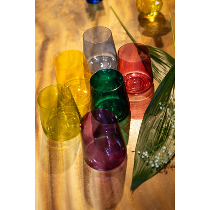Multicolour glass water glasses 300 ml – set of 6