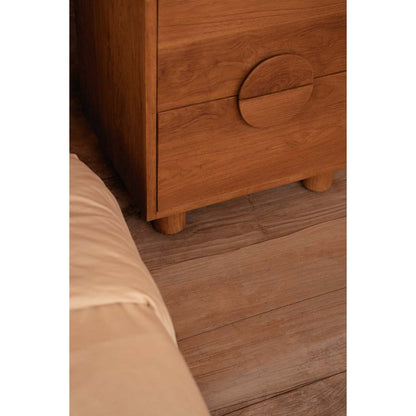 Teak nightstand, 50 cm - 2 drawer