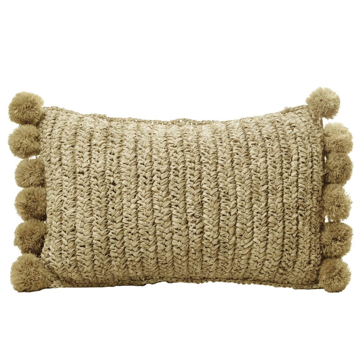 Raffia & cotton cushion with filling - SANUR, beige