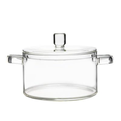 Glass saucepan with metal handles 18×25.8×15 cm