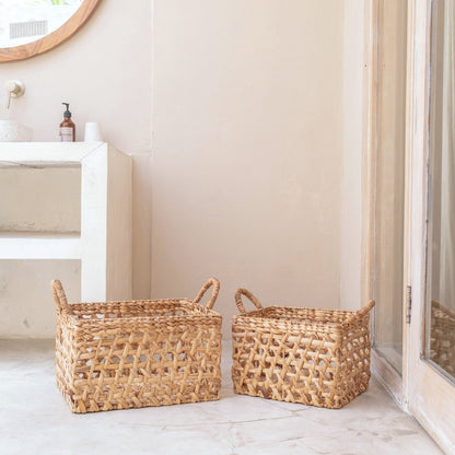 Water hyacinth shelf basket L – 45 × 34 × 27 cm