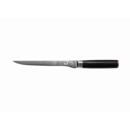 Damascus fillet knife 200 mm - wood handle