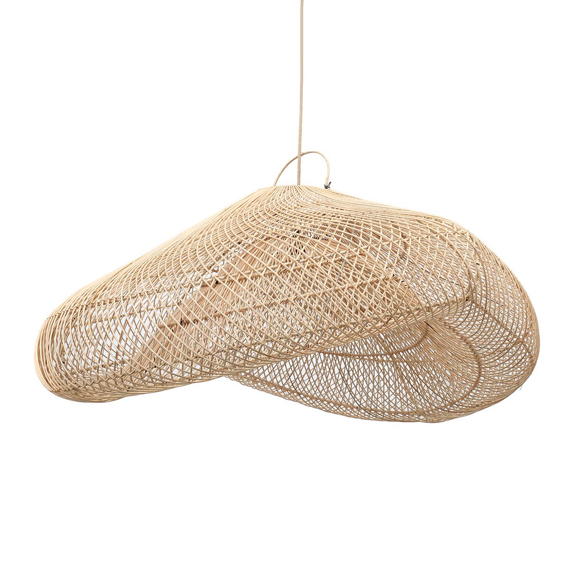 Overdimensioneret sky-pendel i rattan 127 × 62 cm – håndvævet