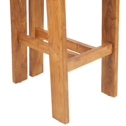 Teak bar stool, natural - dual split-back 58 × 108 cm