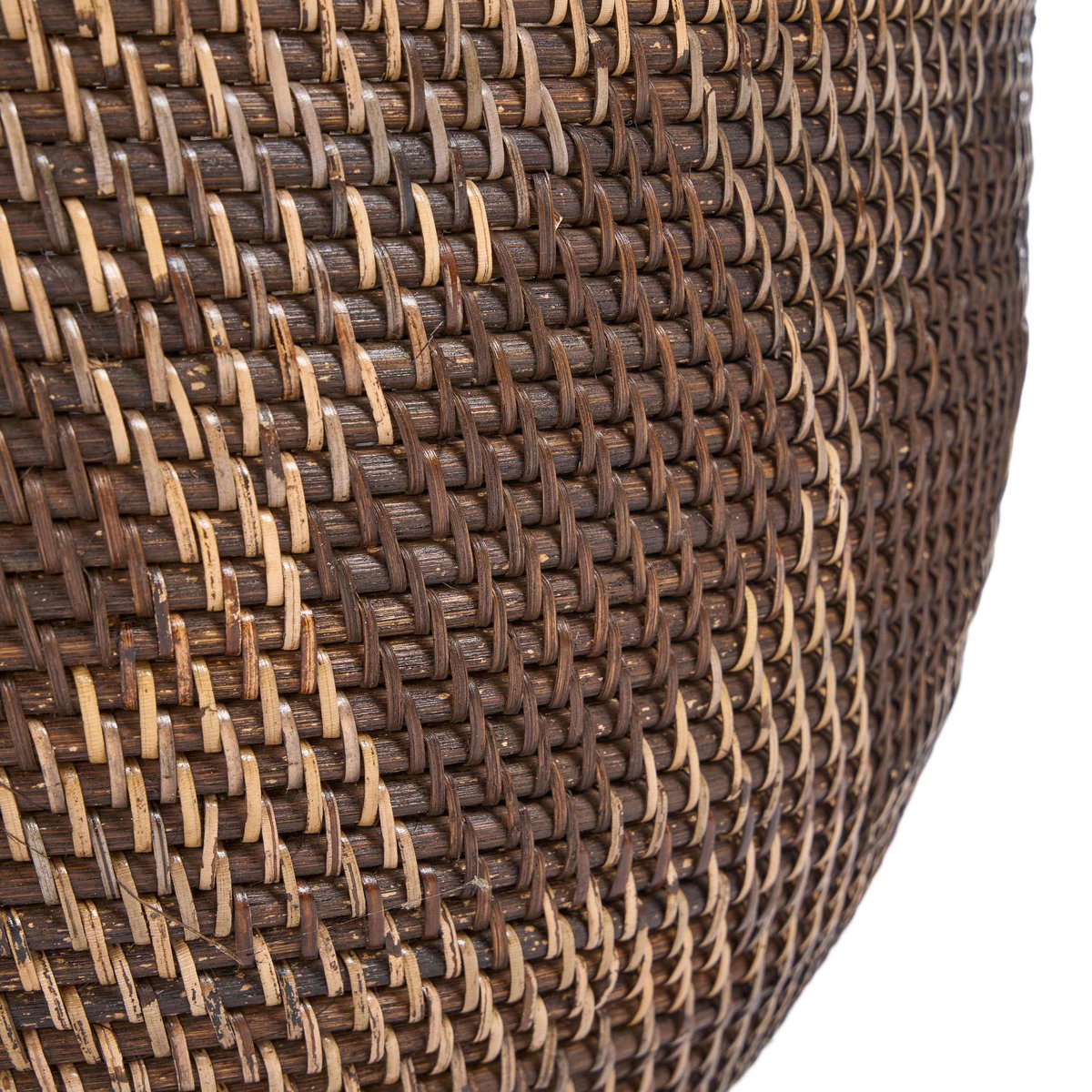 Rattan storage basket, round - natural brown, large