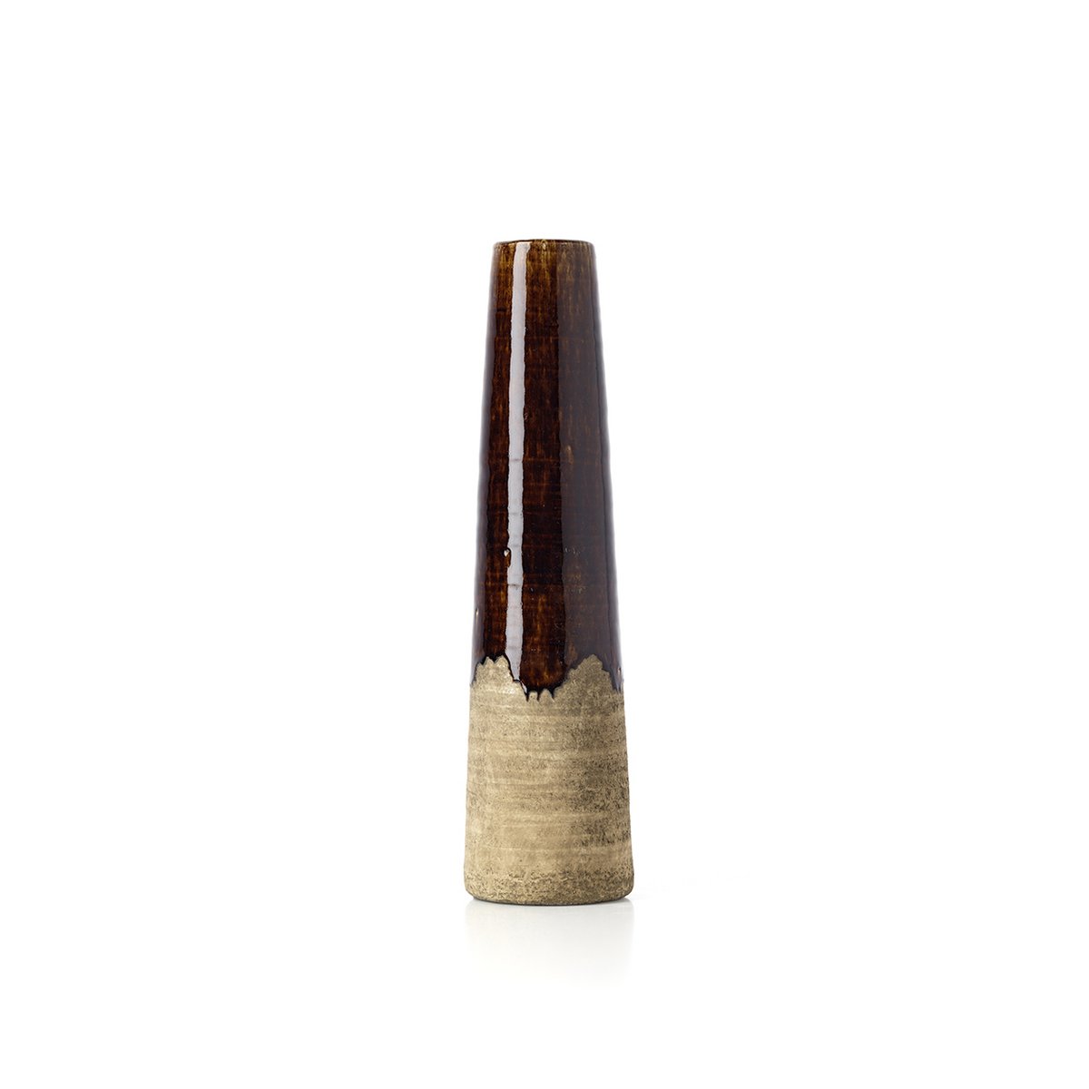 Vase Steingut, kegelförmig – Braun – M