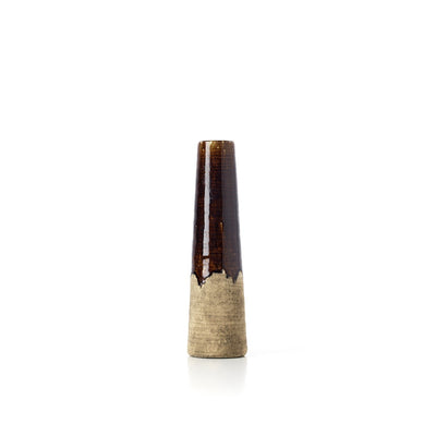 Stoneware cone vase concrete brown - 11 × 39.5 cm