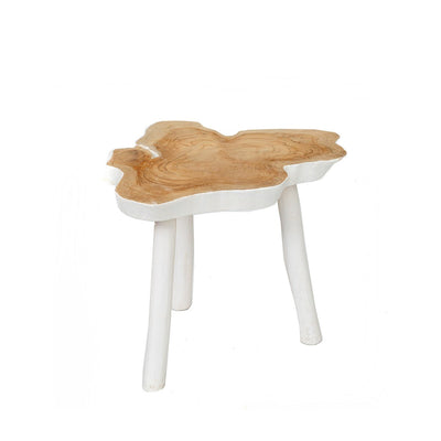 Organic wood side table 45×40 cm - natural white, Indonesia