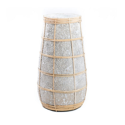 Terracotta vase with raffia detail - L