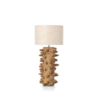 Papier-mâché table lamp, mud, large - handmade
