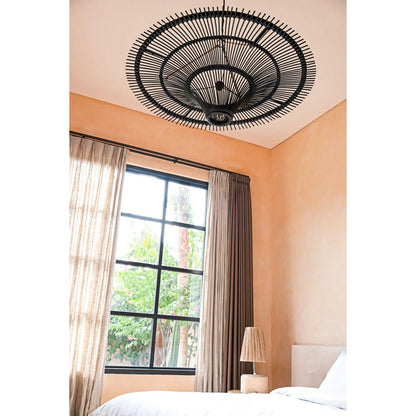Deckenleuchte Black Rattan Sky XL - offen gewebter Schirm