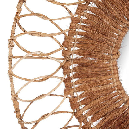 Rundt kokosspejl, beige - 80 cm